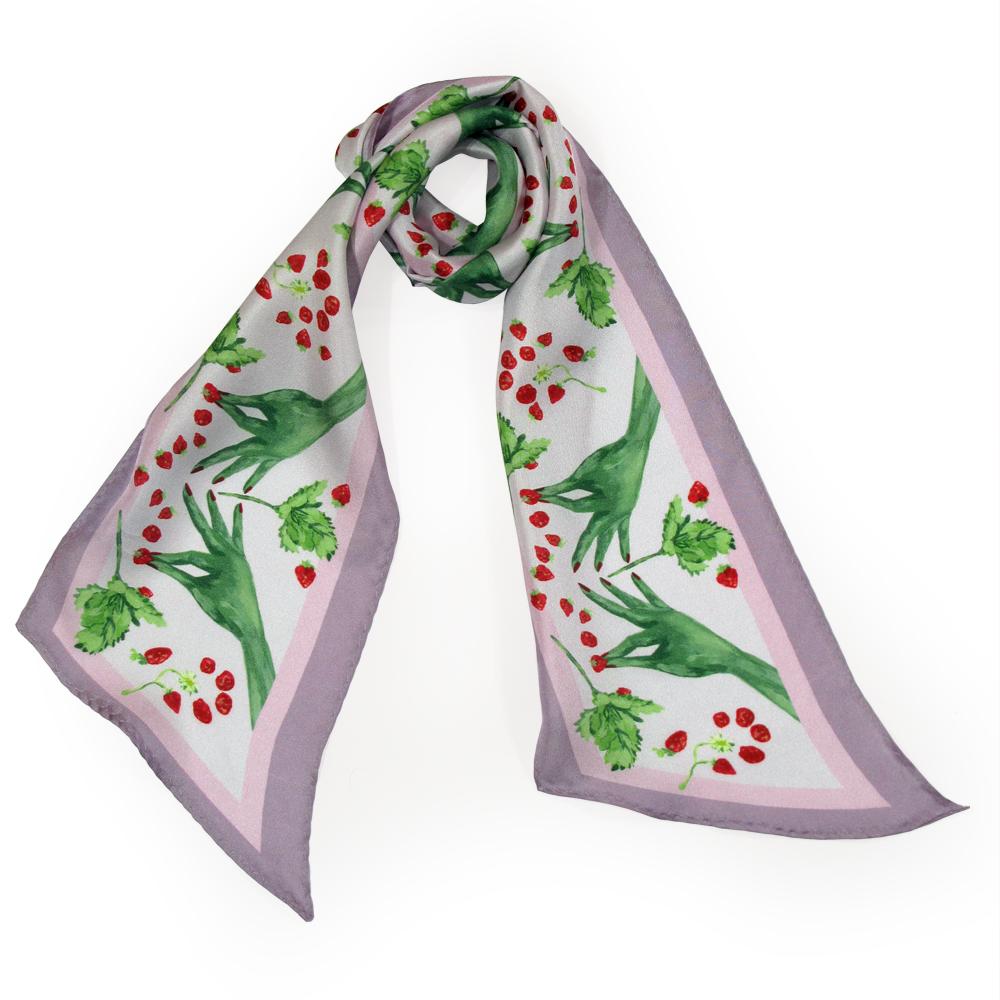 Walmsley and Cole, Green Fingers, Silk Scarf, Tied