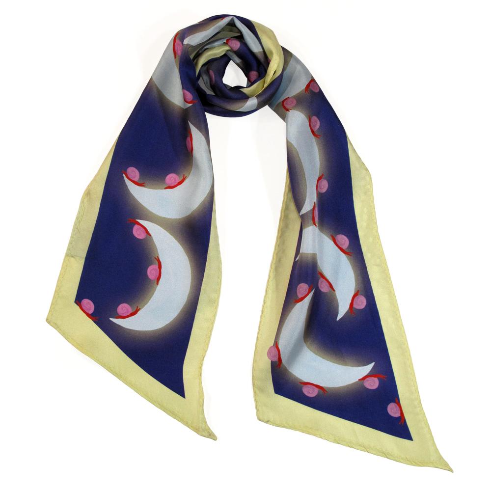 Walmsley and Cole, Snail Moon, Silk Scarf, Tied