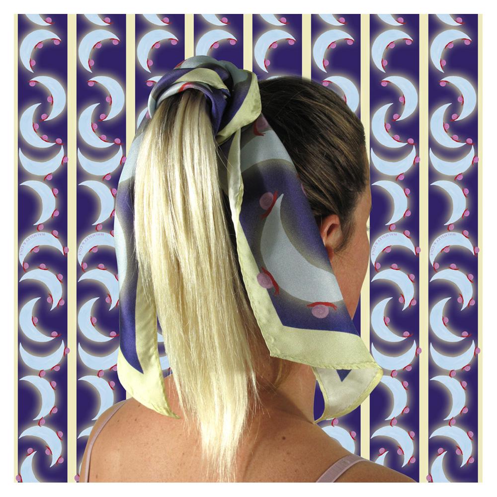 Walmsley and Cole, Snail Moon, Silk Scarf, Tied in hair